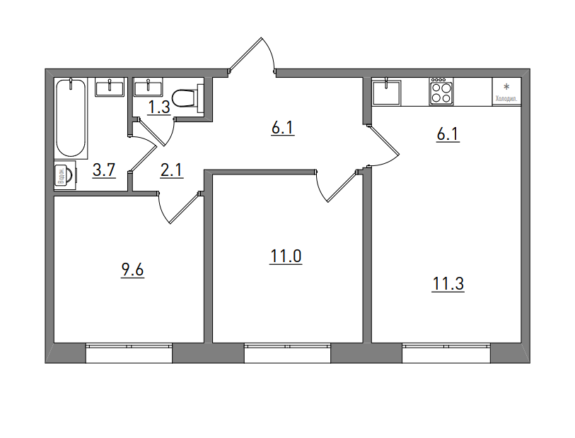 планировка квартиры 51 м2